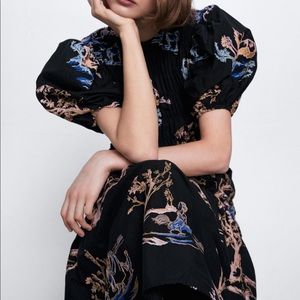 Zara elastic trim embroidered dress